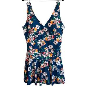 Summer‎ Mae Womens One Piece Swim Dress Size 4XL 22-24 Ruched Shorts Under Skirt